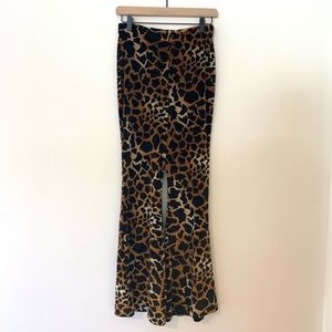 VINTAGE GIRAFFE HIGH WAISTED FLARE VELOUR PANTS